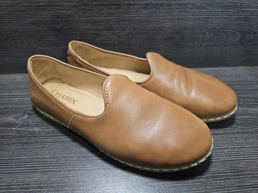 Charix Artisan Soft Loafers EU38.5/US8.5 Camel Brown Leather Slip On Glove Flats